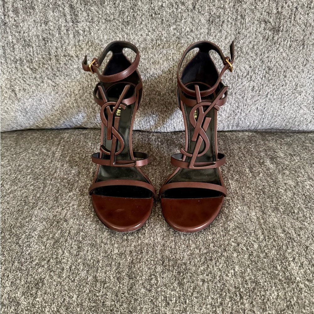 Saint Laurent Dark Brown Strappy Sandals